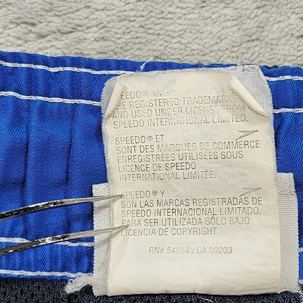Speedo Board Shorts Mens XL Blue Side Stripe Illusion Floral Lined Beach Swim